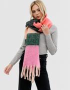 Pieces Chunky Color Block Tassel Scarf
