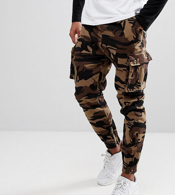 Rose London Skinny Cargo Joggers In Camo Exclusive To Asos - Green