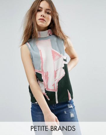 Waven Petite Graphic High Neck Top - Multi