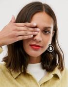 Monki Drop Earrings With Faux Pearl In Gold
