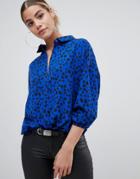 Prettylittlething Dalmatian Print Shirt In Blue - Blue