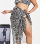 South Beach Curve Exclusive Beach Sarong In Zebra Print-multi