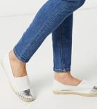 London Rebel Wide Fit Toe Cap Espadrilles In White-green