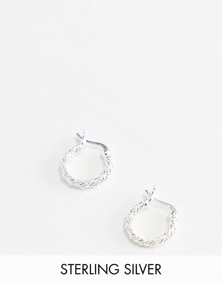 Asos Design Sterling Silver 10mm Twisted Hoop Earrings In Silver
