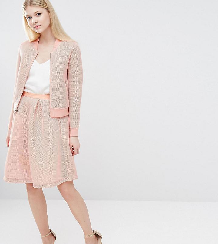 True Decadence Petite Full Prom Midi Skirt In Textured Scuba - Pink