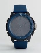Asos Oversized Rubberised Watch In Navy And Black - Navy
