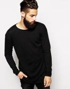 Asos Longline Sweater With Scoop Neck - Black