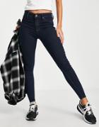 River Island Molly Sculpt Mid Rise Skinny Jeans In Dark Indigo-blue