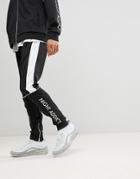 Night Addict Paneled Tracksuit Bottom Joggers - Black