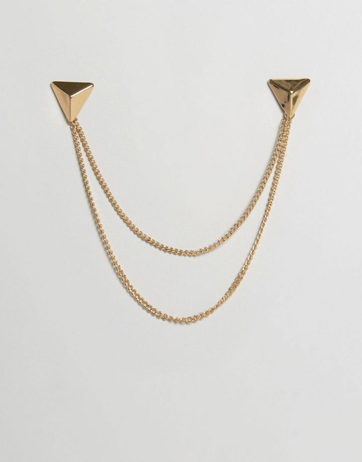 Designb London Triangle Collar Tips & Chain In Gold - Gold