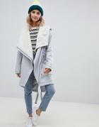 Asos Design Waterfall Parka With Borg Liner - Gray