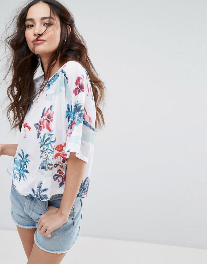 Pull & Bear Tropical T-shirt - White