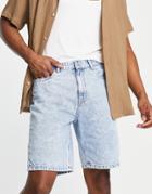 Dtt Oversized Denim Shorts In Light Blue