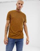 Asos Design Relaxed T-shirt In Interest Rib In Tan - Brown
