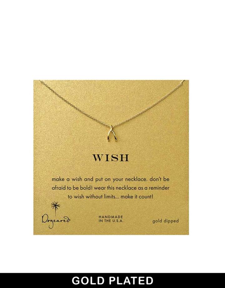 Dogeared Gold Teeny Wishbone Necklace