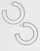 Asos Design Hoop Earrings In Cut Out Design In Silver Tone - Silver
