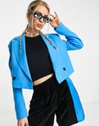 Pull & Bear Cropped Blazer In Electric Blue