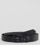 Asos Plus Smart Slim Belt With Cross Stitch Emboss In Black Faux Leather - Black