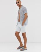 Asos Design Regular Fit Sheer Shirt With Geo-tribal Stripe In Blue And White