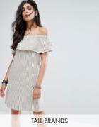 Noisy May Tall Off Shoulder Striped Mini Dress - Multi