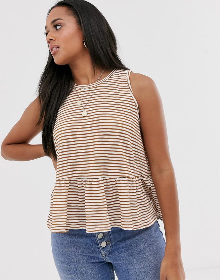Asos Design Sleeveless Smock Top In Washed Stripe
