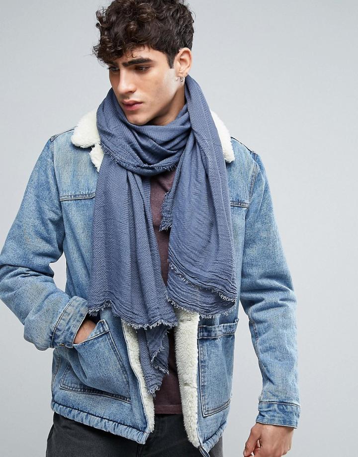 Esprit Scarf In Herringbone - Blue