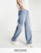 Collusion X014 90s Baggy Dad Jeans In Vintage Blue Wash-blues