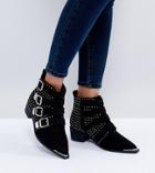Asos Accept Wide Fit Studded Ankle Boots - Black