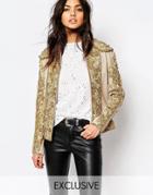 A Star Is Born All Over Embroidered Trophy Jacket - Nude