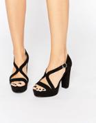 New Look Strap Detail Platform Heeled Sandals - Black