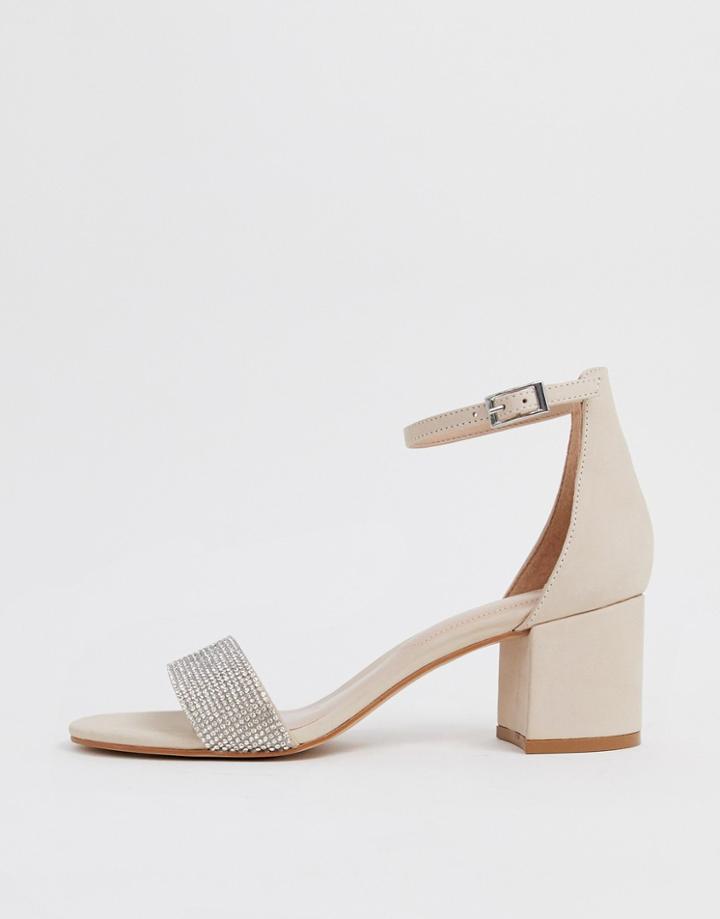 Aldo Gladoniel Embellished Block Heeled Leather Sandal In Beige - Pink