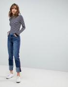 Esprit Contrast Stripe Straight Leg Jeans - Blue