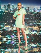 Asos Design X Millie Twist Front Mini Shirt Dress In Lime Green