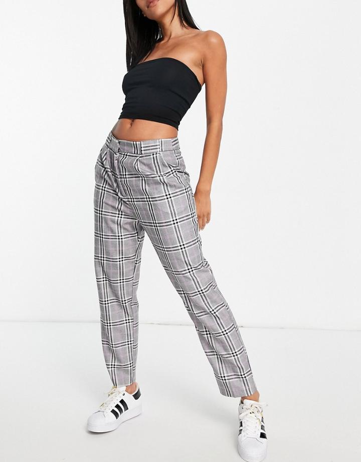 Asos Design Smart Tapered Pants In Purple Pow Check-multi