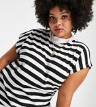 Asos Design Curve Boxy Sleeveless T-shirt In Stripe In Black Stripe