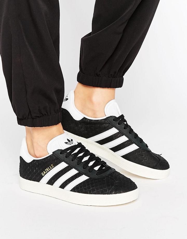 Adidas Gazelle Premium Leather Sneakers - Black