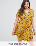 Alice & You Bright Floral Button Through Tea Dress - Yellow
