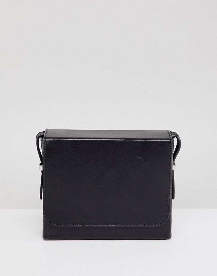 Vagabond Waterloo Black Leather Boxy Cross Body Bag - Black