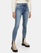 Topshop Skinny Stretch Jeans In Mid Denim-blues