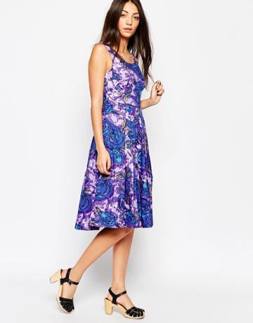 Emily & Fin Isobel Dress In Floral Print - Purple