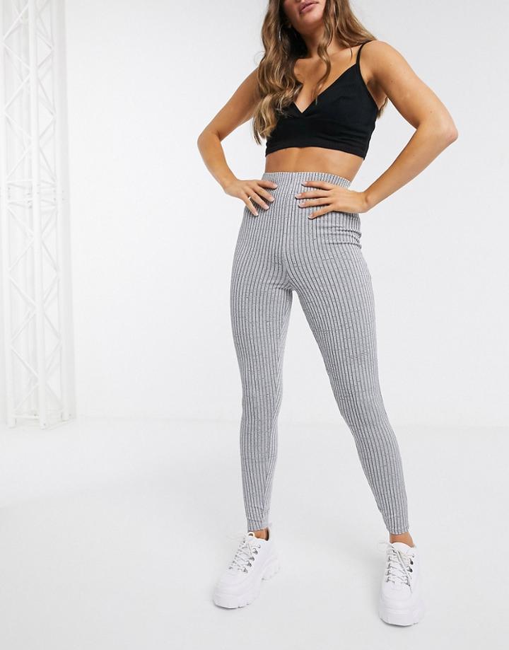 Asos Design Structured Rib Skinny Pants-grey