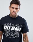 Boohooman T-shirt With Self Made Print In Black - Black