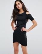 Daisy Street Cold Shoulder Bodycon Dress - Black