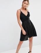 New Look Mini Pleat Skater Dress - Black
