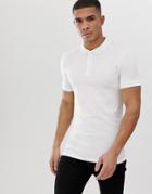 Asos Design Muscle Fit Short Sleeve Jersey Polo With Stretch In White - White