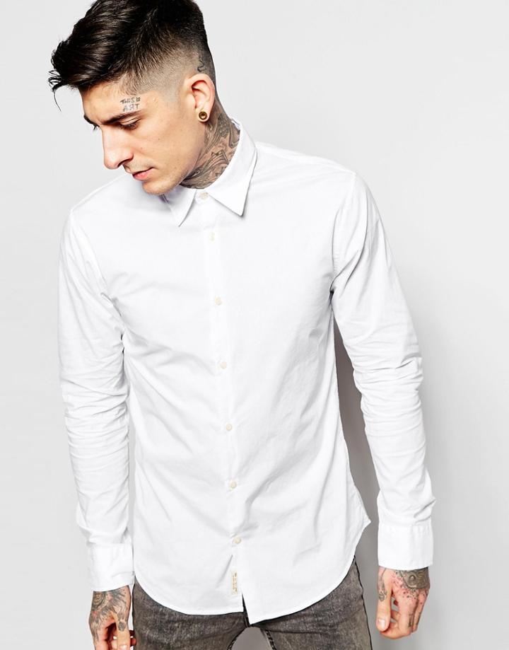 Scotch & Soda Shirt In Stretch Cotton - White