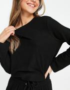 Asos Design Mix & Match Lounge Super Soft Rib Sweat With Channeling In Black