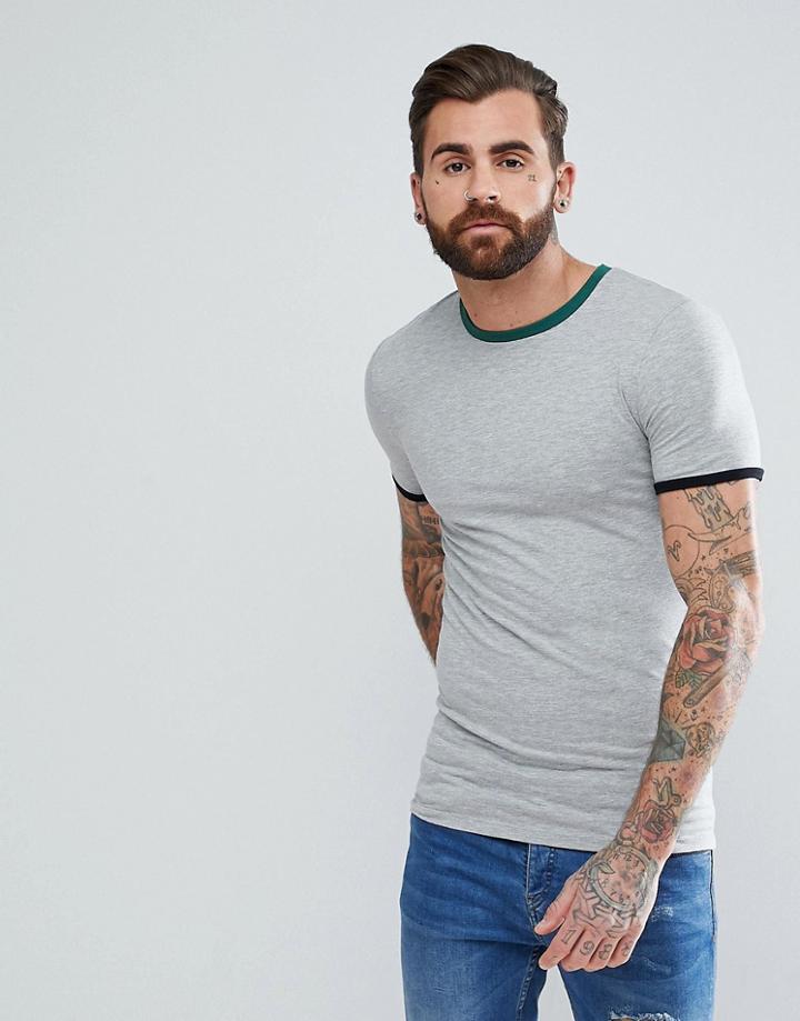 Asos T-shirt With Contrast Ringer And Cuff - Multi