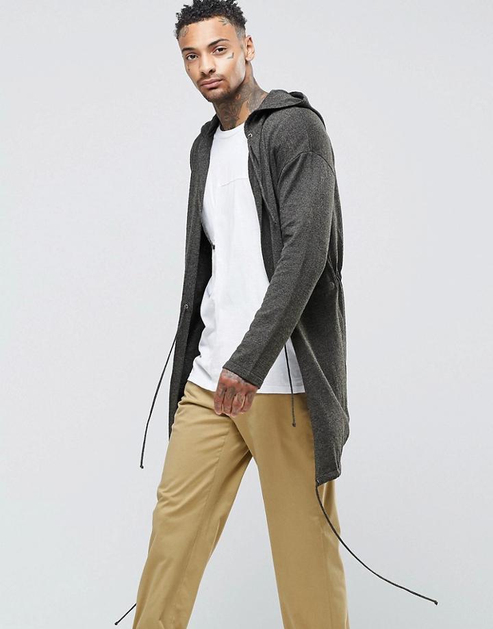 Asos Knitted Parka In Khaki Twist - Khaki Twist