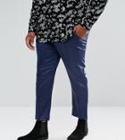Asos Plus Skinny Crop Smart Pants In Navy Sateen With Piping - Navy